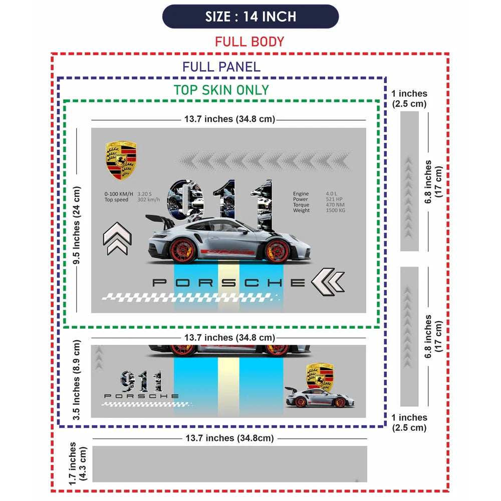Universal Laptop Skin - Porsche 911 GT3 Grey Art