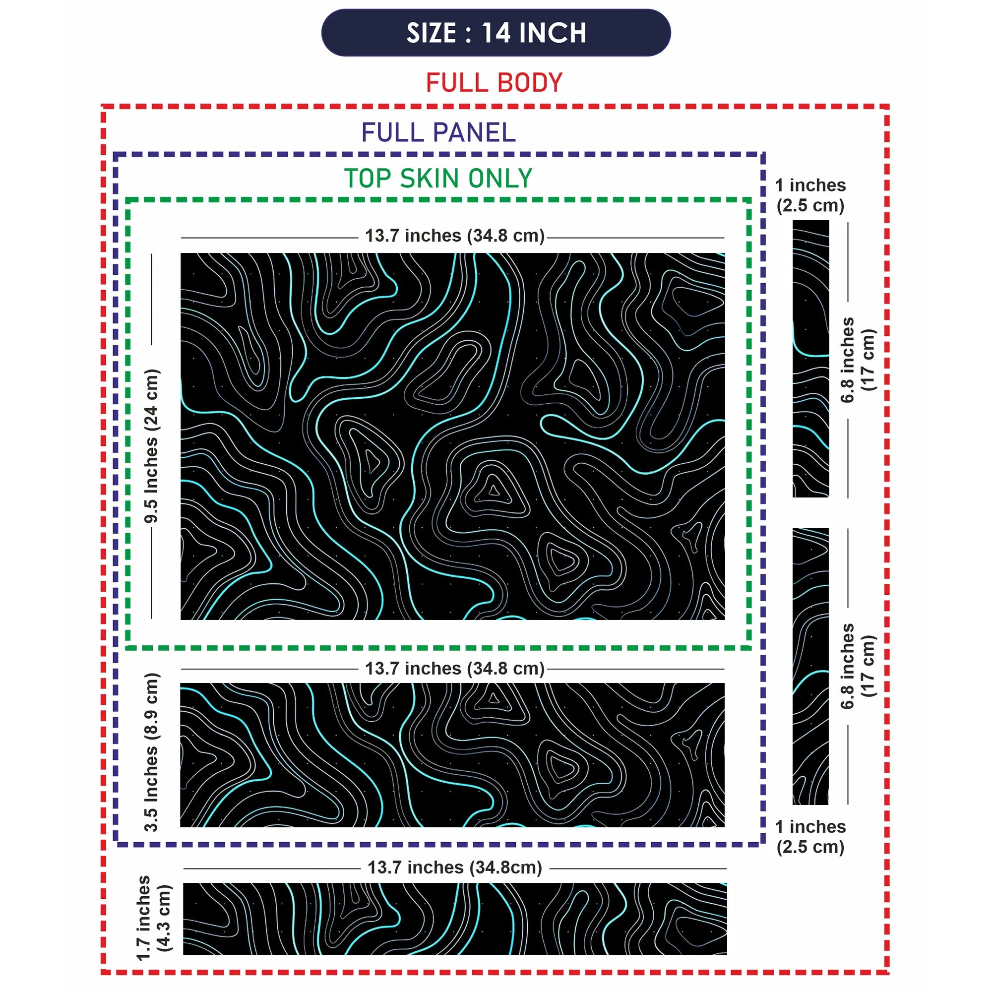 Laptop Skin - Abstract Line Art Turquoise Waves