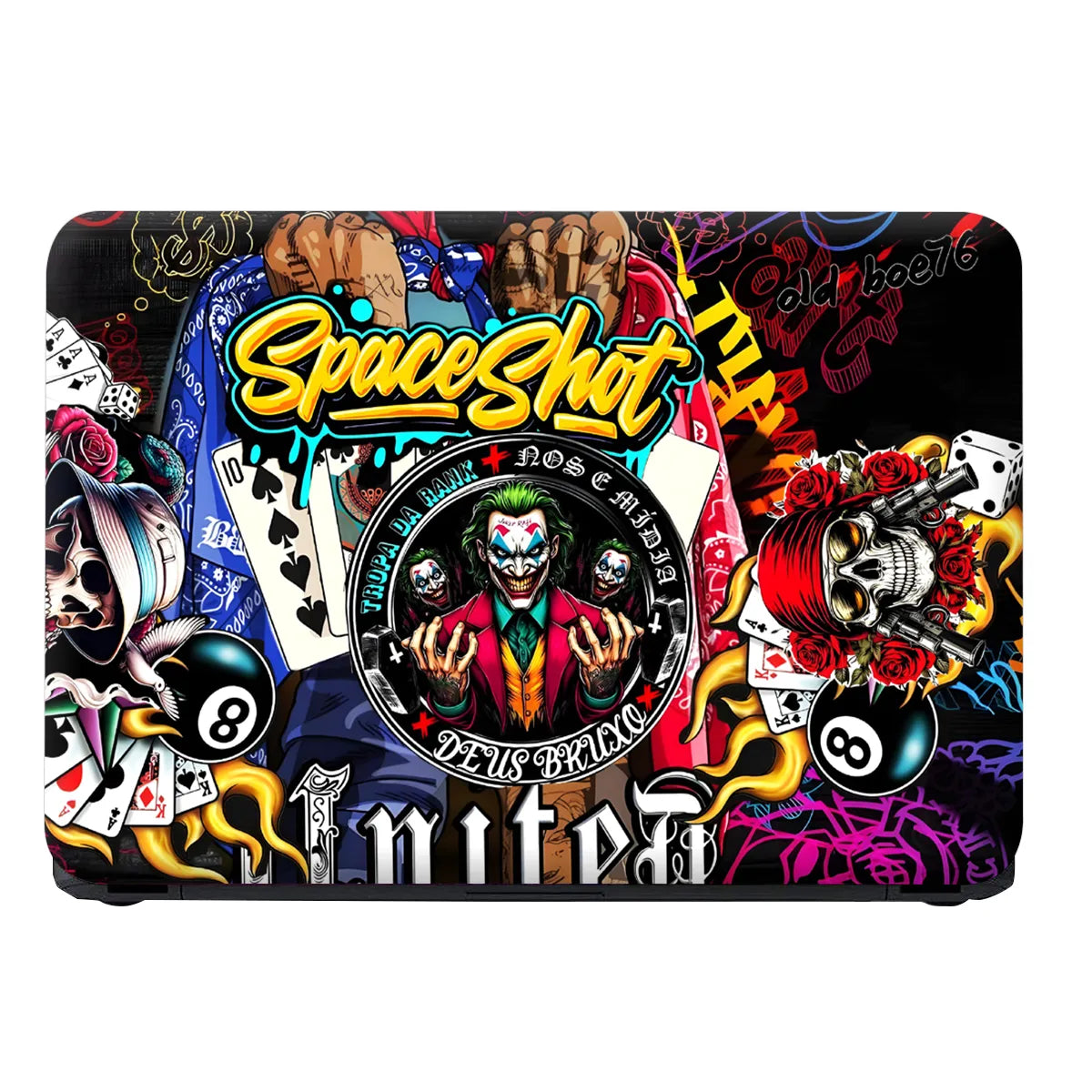 Laptop Skin - Vibrant Street Art Joker Playing Cards