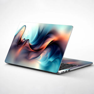 Laptop Skin - Fluid Abstract Waves Soft Blue Orange