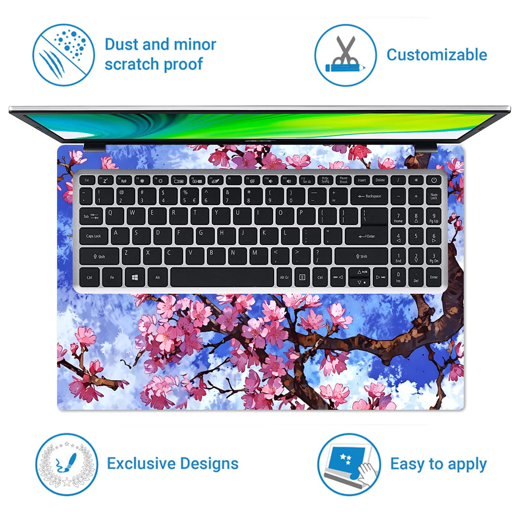 Laptop Skin - Vibrant Anime Cherry Blossom Blue Sky