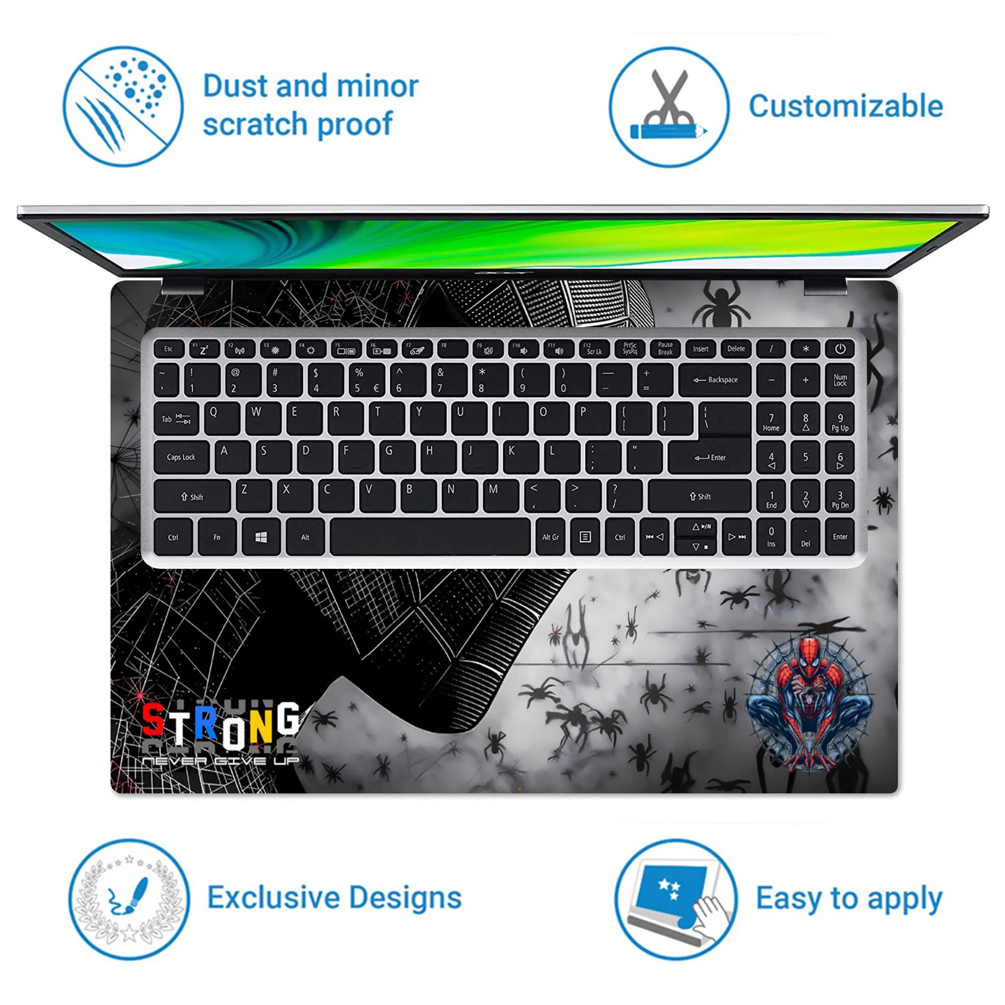 Laptop Skin - Dynamic Comic Spider-man Black Energy