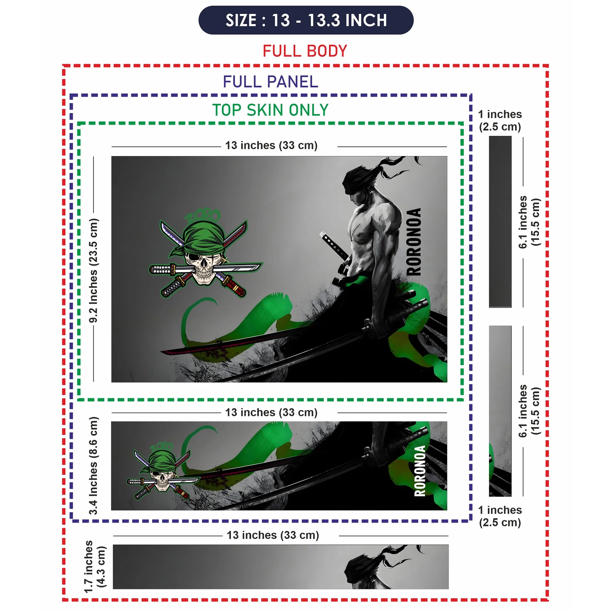 Laptop Skin - Dynamic Manga Warrior Green Energy