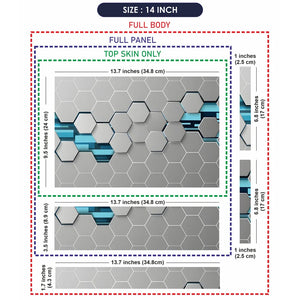 Universal Laptop Skin - Grey & Teal 3D Hexagon Tech Pattern
