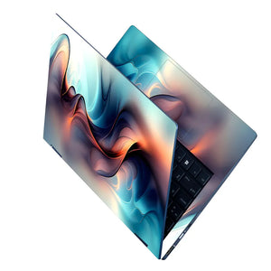 Laptop Skin - Fluid Abstract Waves Soft Blue Orange