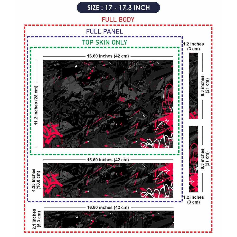Universal Laptop Skin - Black Red Graffiti
