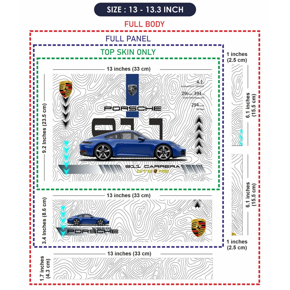 Universal Laptop Skin - Porsche Blue 911 GT3