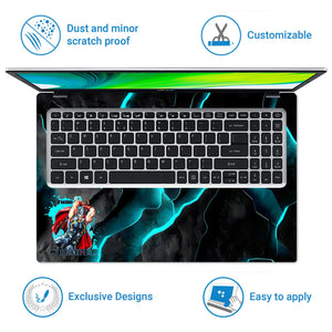 Laptop Skin - Dynamic Comic Hero Thor Electric Blue