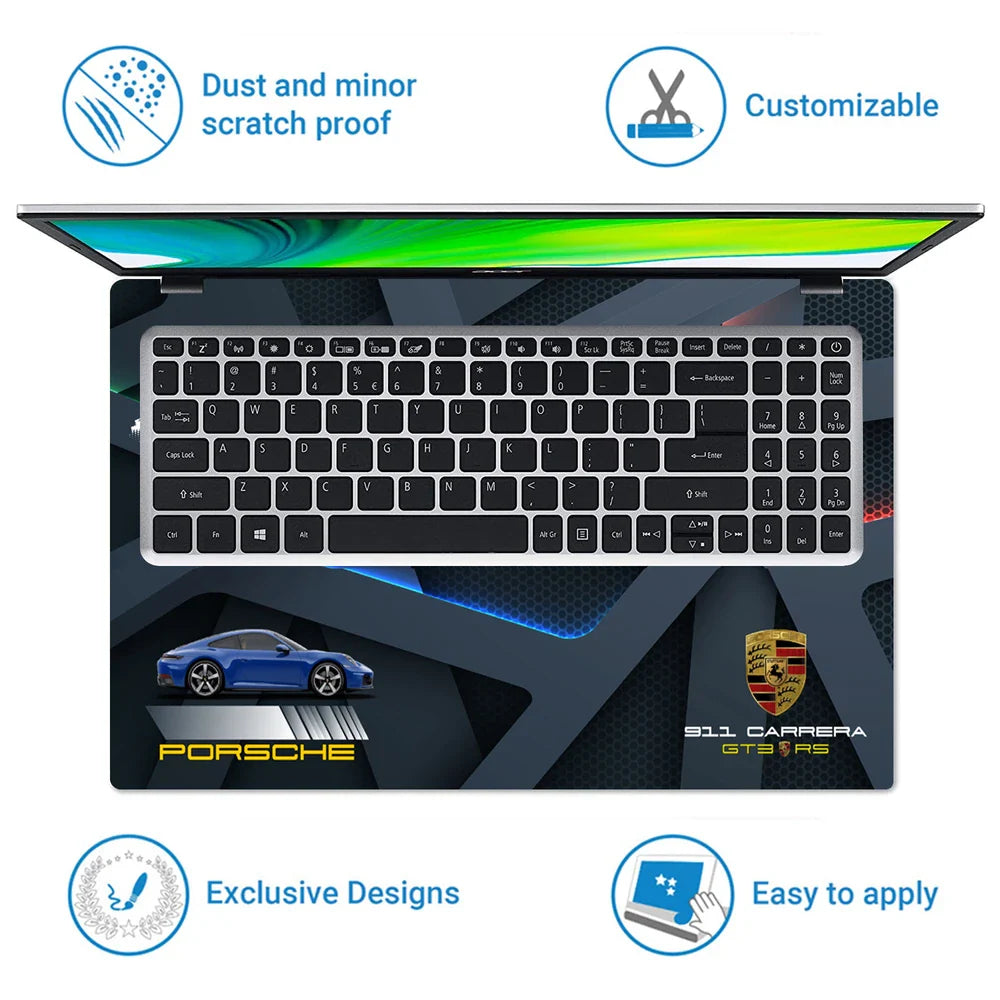 Universal Laptop Skin - Porsche 911 Carrera Blue GT3 Art