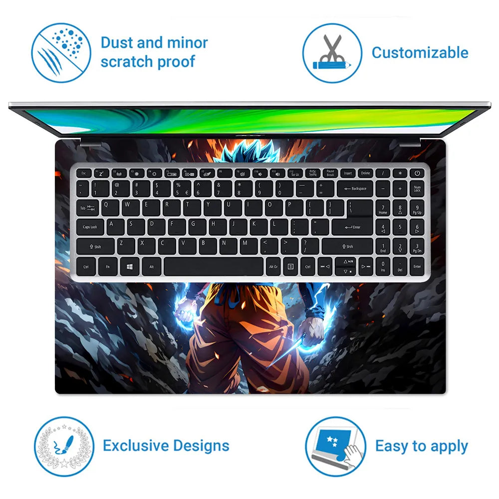 Dragon Ball Goku Super Saiyan Fire Laptop Skin - View 5