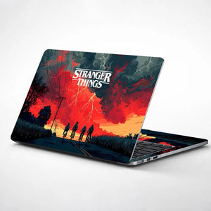 Dramatic Landscape With Cyclists And Stormy Sky Laptop Skin - View 1
