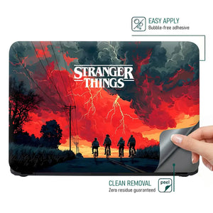 Dramatic Landscape With Cyclists And Stormy Sky Laptop Skin - View 4