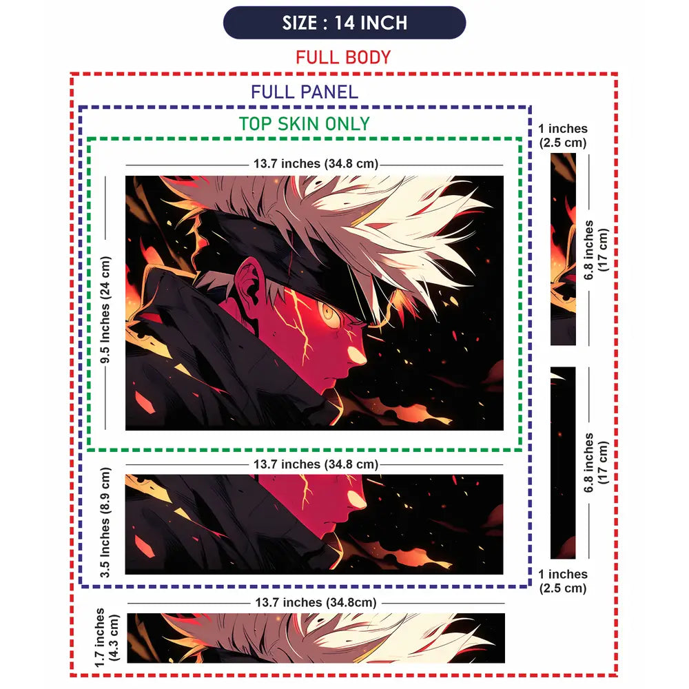 Dynamic Anime Character In Fiery Scene Laptop Skin - View 7