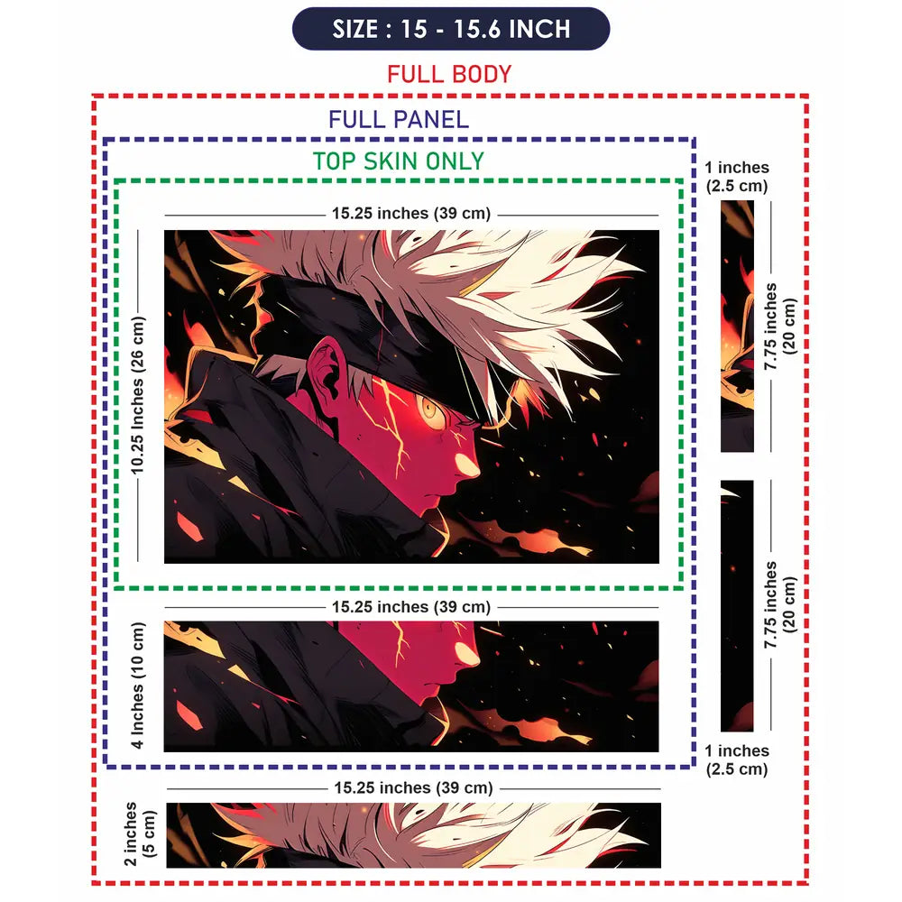 Dynamic Anime Character In Fiery Scene Laptop Skin - View 8