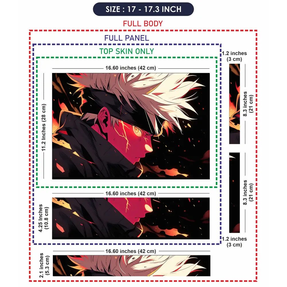 Dynamic Anime Character In Fiery Scene Laptop Skin - View 9
