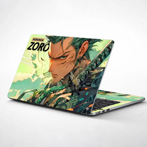 Dynamic Anime Warrior Portrait In Colorful Style Laptop Skin - View 1