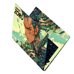 Dynamic Anime Warrior Portrait In Colorful Style Laptop Skin - View 2