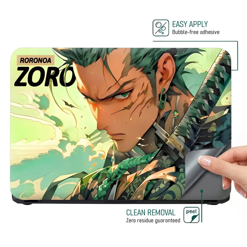 Dynamic Anime Warrior Portrait In Colorful Style Laptop Skin - View 4