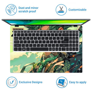 Dynamic Anime Warrior Portrait In Colorful Style Laptop Skin - View 5