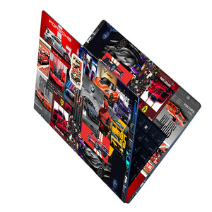 Dynamic Automotive Collage In Bold Colors Laptop Skin - View 2