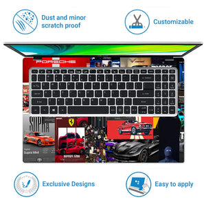 Dynamic Automotive Collage In Bold Colors Laptop Skin - View 5
