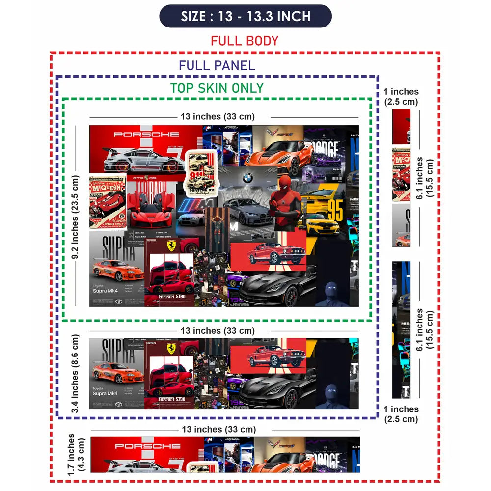Dynamic Automotive Collage In Bold Colors Laptop Skin - View 6