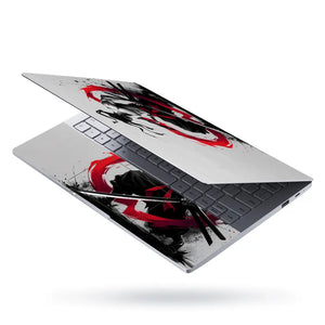 Dynamic Black And Red Samurai Warrior Laptop Skin - View 3
