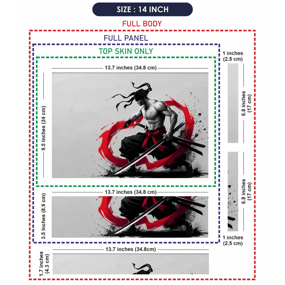Dynamic Black And Red Samurai Warrior Laptop Skin - View 7