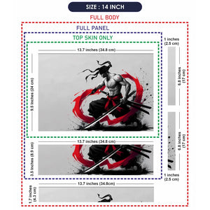 Dynamic Black And Red Samurai Warrior Laptop Skin - View 7