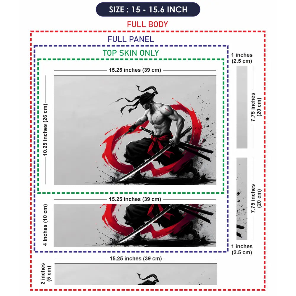 Dynamic Black And Red Samurai Warrior Laptop Skin - View 8