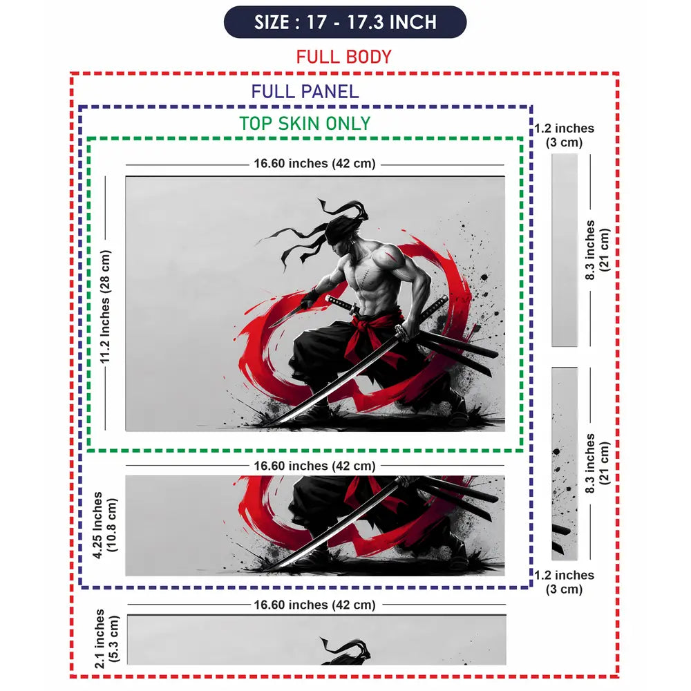 Dynamic Black And Red Samurai Warrior Laptop Skin - View 9