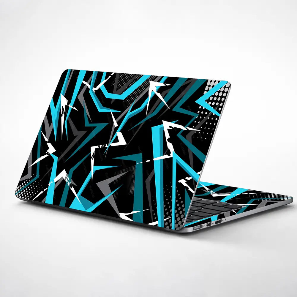 Dynamic Geometric Blue And Black Design Laptop Skin - View 1