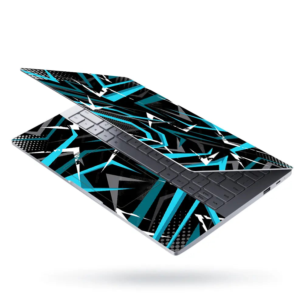 Dynamic Geometric Blue And Black Design Laptop Skin - View 3