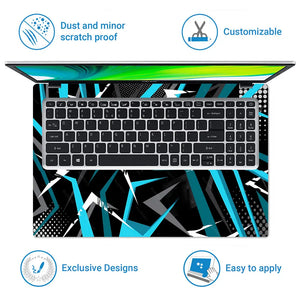 Dynamic Geometric Blue And Black Design Laptop Skin - View 5