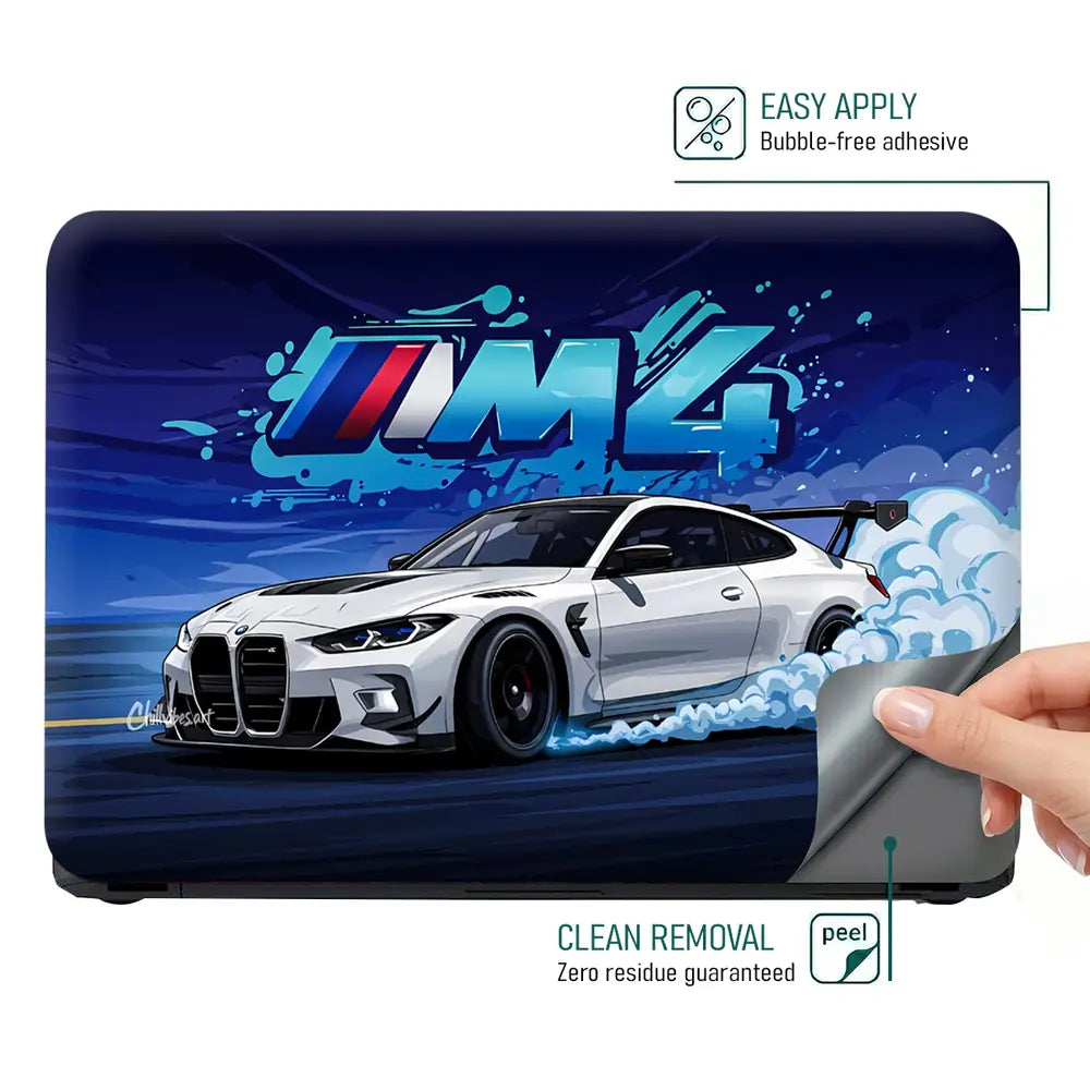 Dynamic Racing Bmw M4 In Motion Laptop Skin - View 4