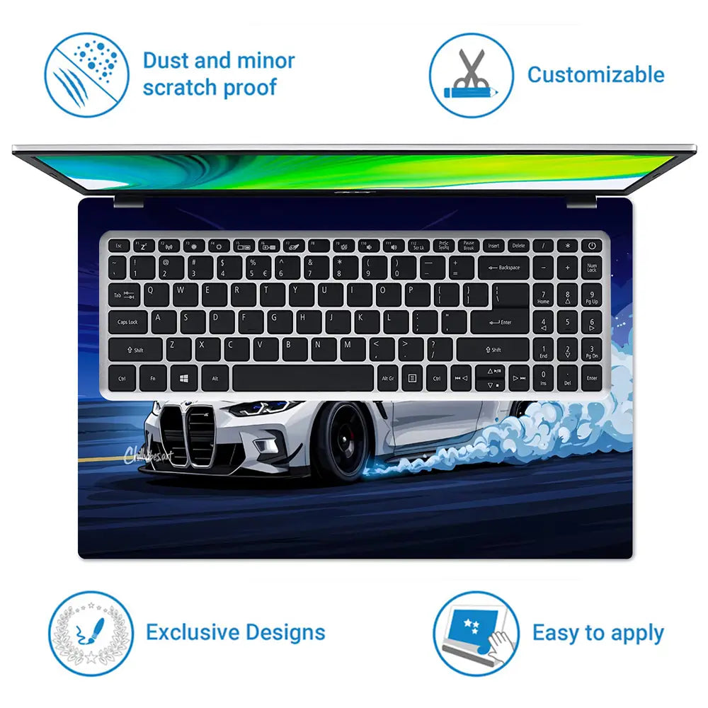 Dynamic Racing Bmw M4 In Motion Laptop Skin - View 5