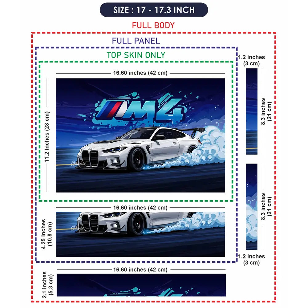 Dynamic Racing Bmw M4 In Motion Laptop Skin - View 9