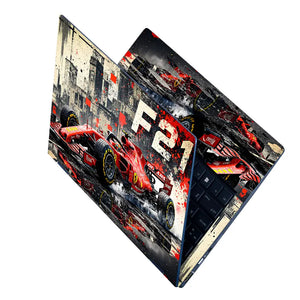 Dynamic Racing Car In Action Laptop Skin - View 2