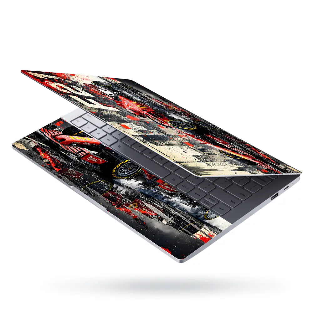 Dynamic Racing Car In Action Laptop Skin - View 3