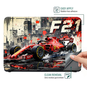 Dynamic Racing Car In Action Laptop Skin - View 4