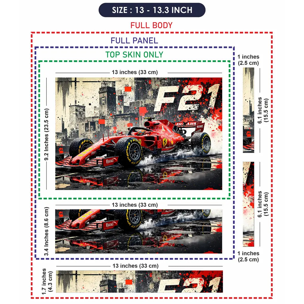 Dynamic Racing Car In Action Laptop Skin - View 6