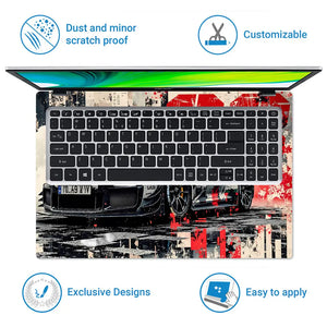 Dynamic Racing Car In Urban Style Laptop Skin - View 5