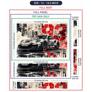Dynamic Racing Car In Urban Style Laptop Skin - View 6