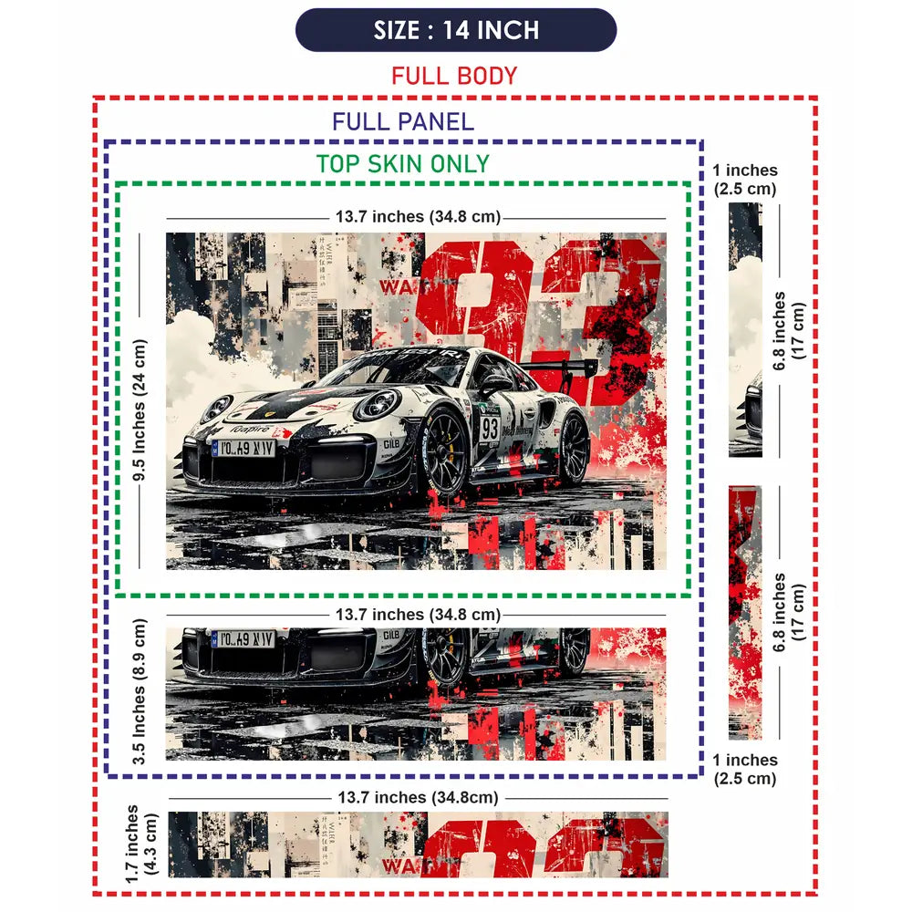 Dynamic Racing Car In Urban Style Laptop Skin - View 7