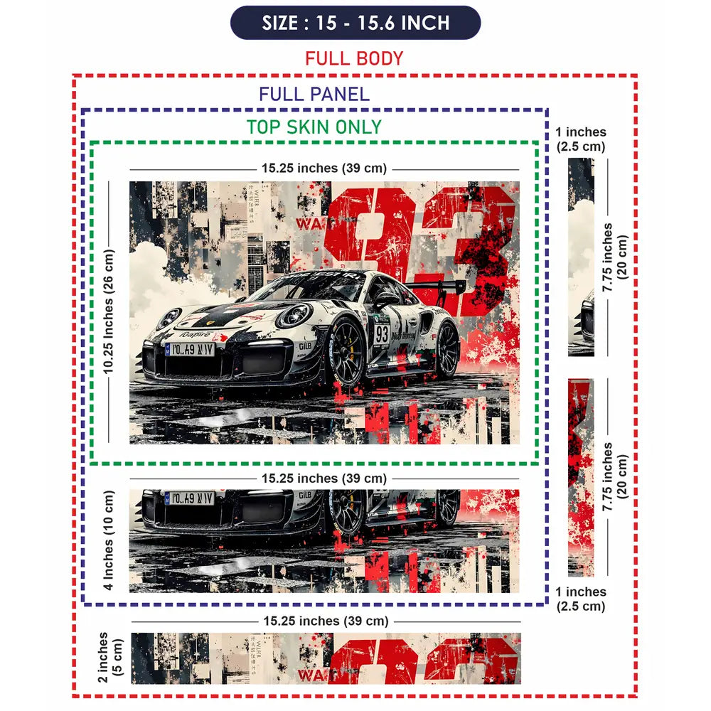 Dynamic Racing Car In Urban Style Laptop Skin - View 8