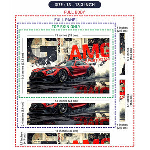 Dynamic Racing Car Red Black Art Laptop Skin - View 6