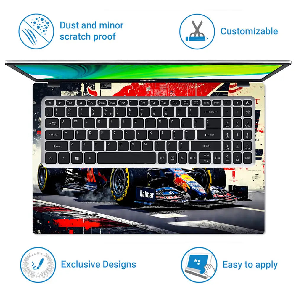 Dynamic Racing Car Red Bull F1 Laptop Skin - View 5