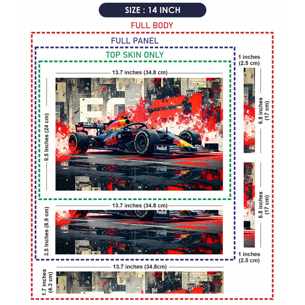 Dynamic Racing Car Red Splash Art Laptop Skin - View 7