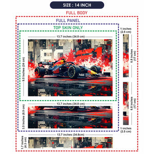 Dynamic Racing Car Red Splash Art Laptop Skin - View 7
