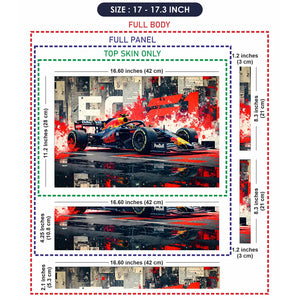 Dynamic Racing Car Red Splash Art Laptop Skin - View 9